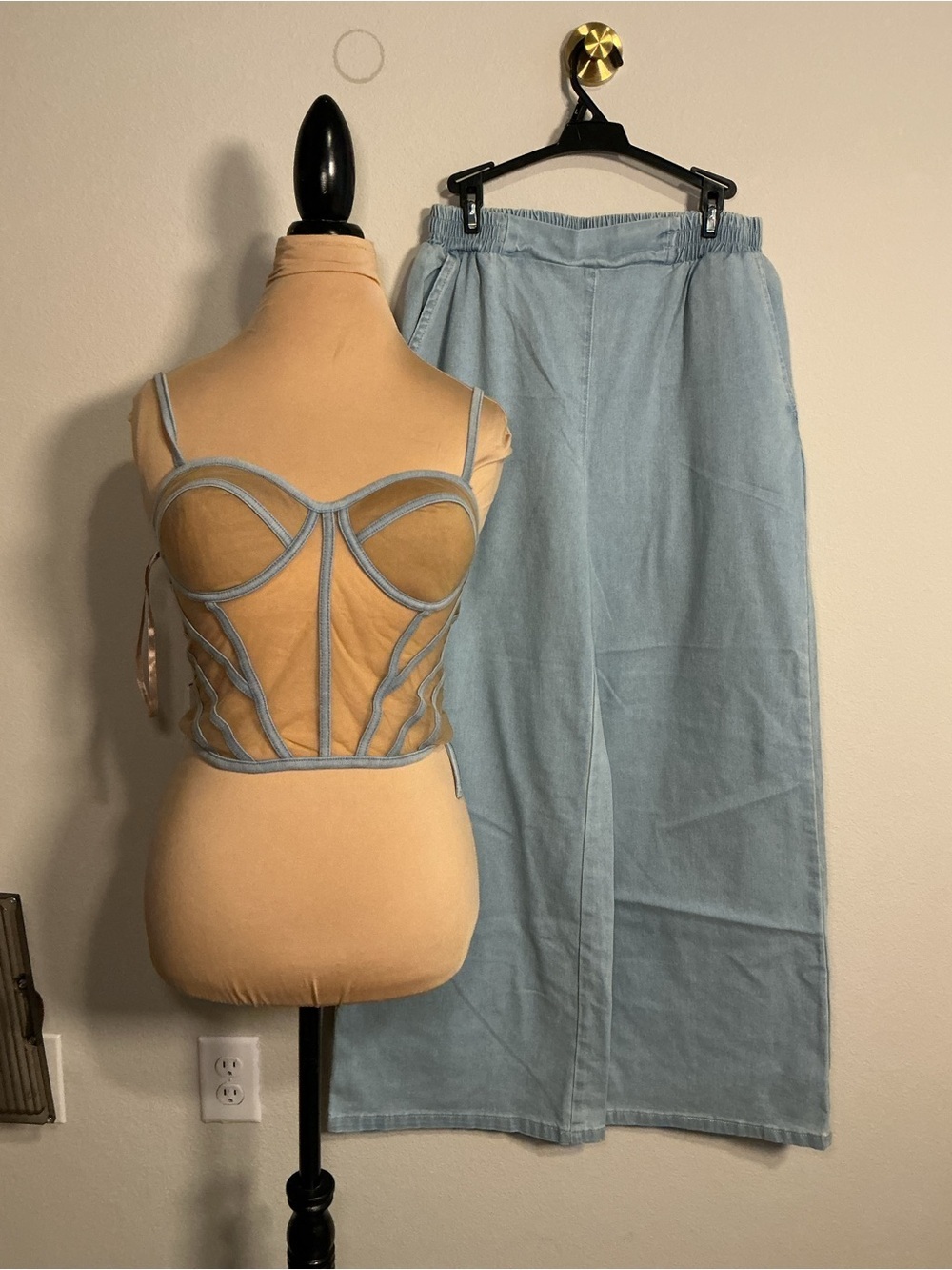 Light Blue Denim Maxi Skirt